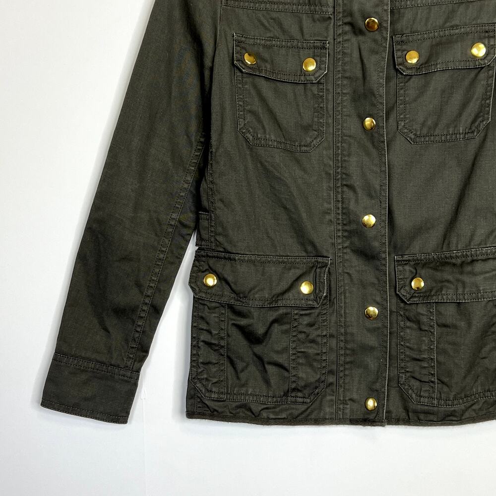J. Crew Relaxed Boyfriend Field Jacket Green Womens XXS Military Style Cotton - Picture 6 of 12